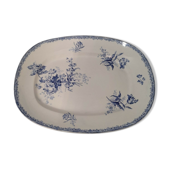 Serving dish in Sarreguemines earthenware fontanges model