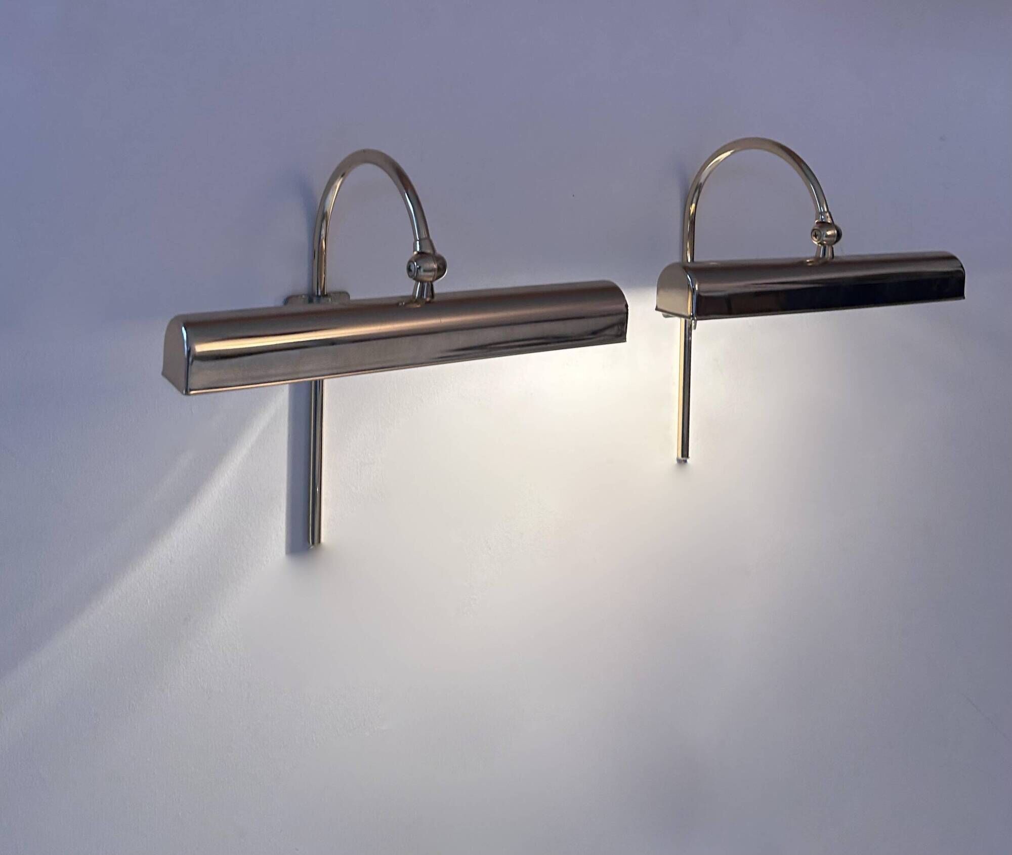 Pair of vintage adjustable wall lights, brass, France 1970