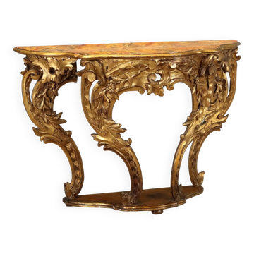 Old eclectic console carved in gilded fir, Italy 19th century