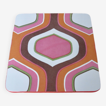 Dessous de plat en Formica motif psychédélique 1970