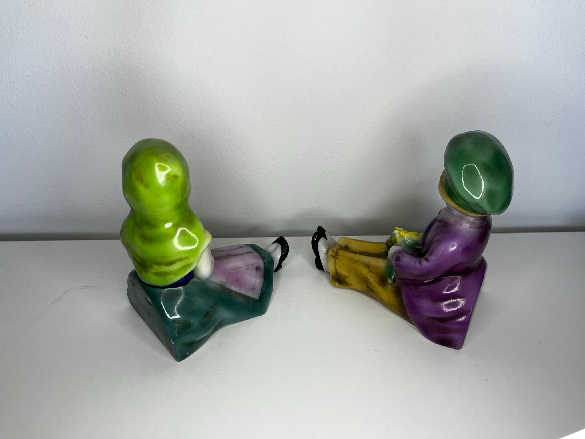 Pair of German porcelain bookends