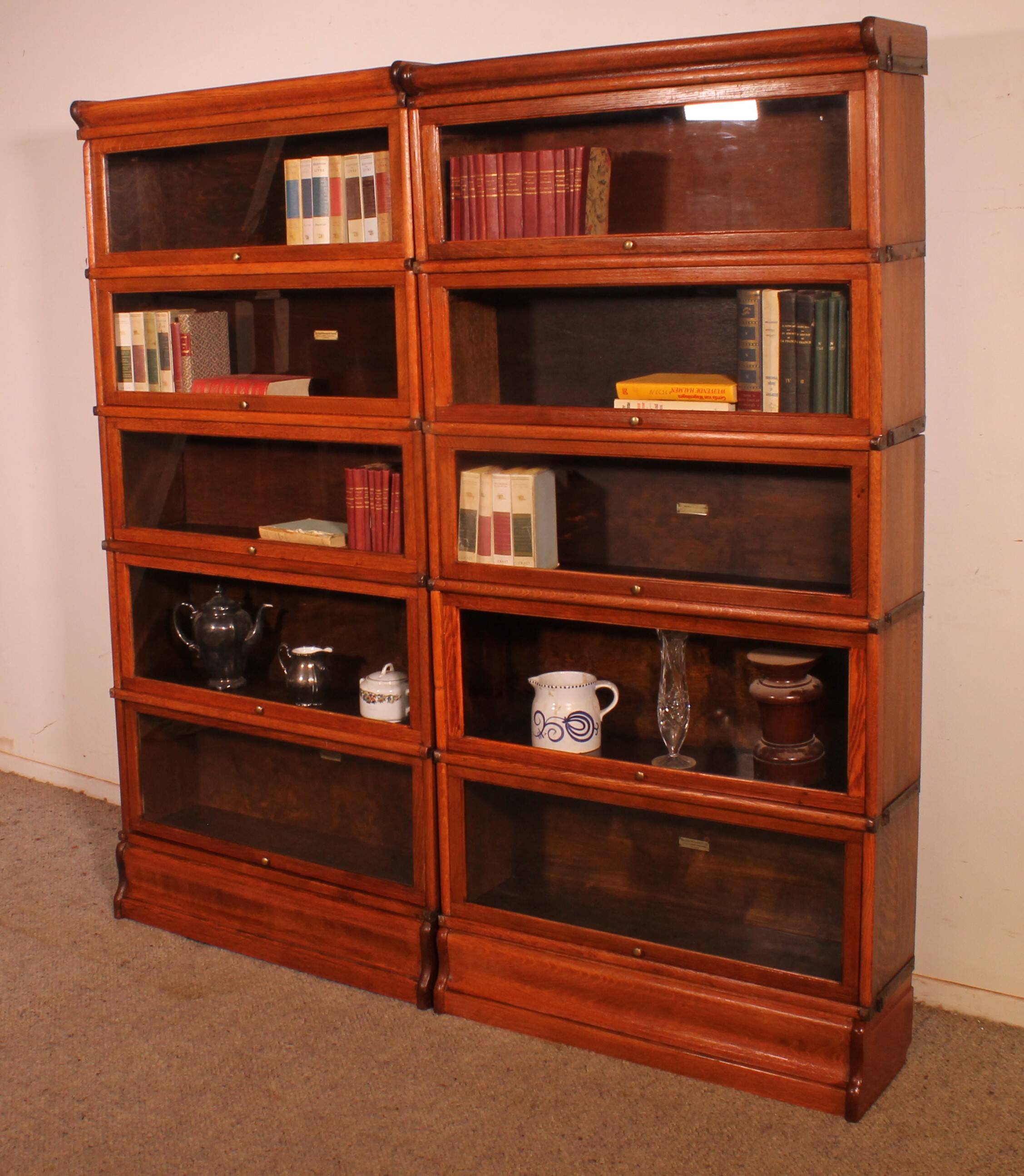paire de bibliothèque Globe Wernicke en chêne circa 1900