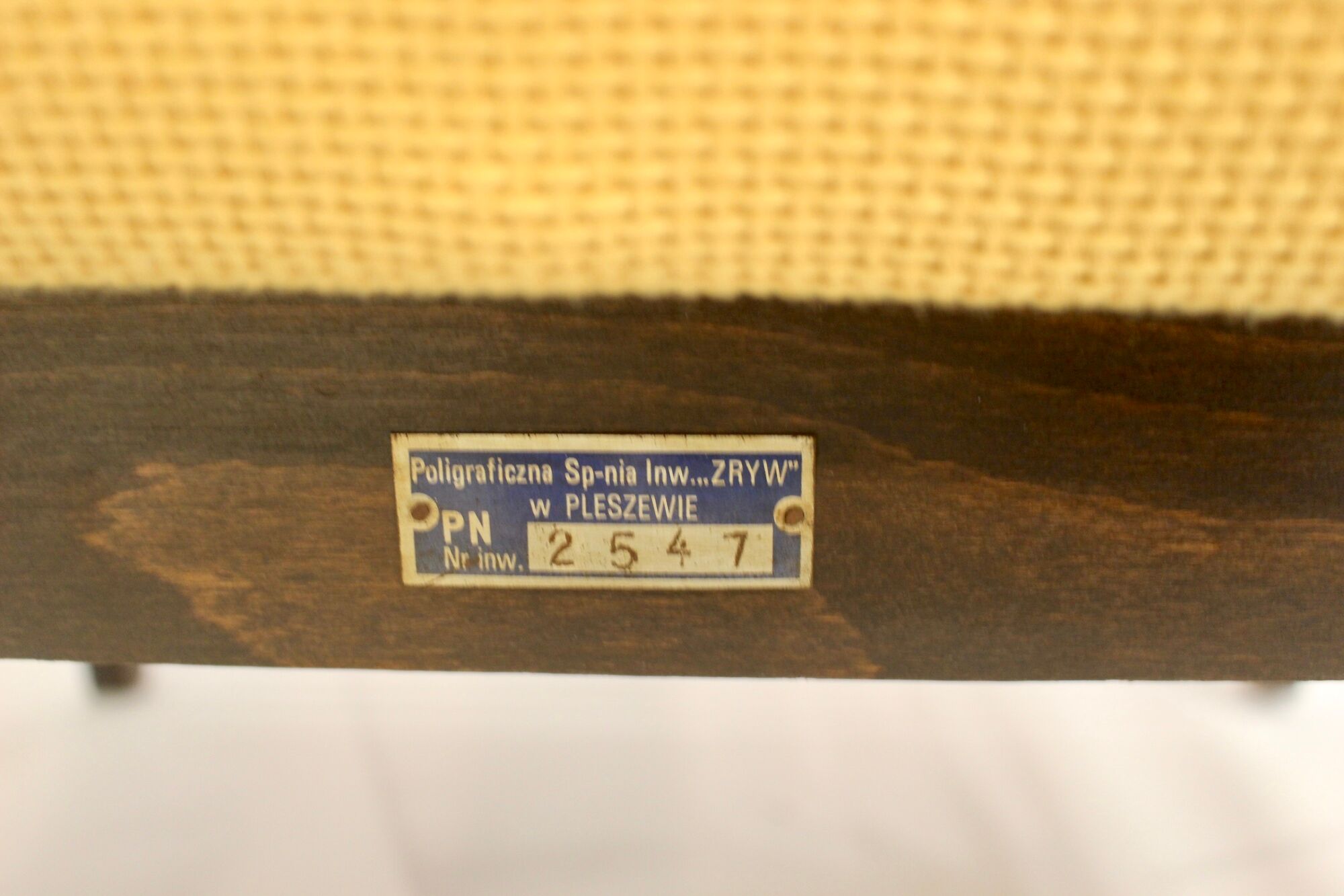 Armchair Henryk Lis 300-190 years 1970 yellow fabric Pierre Frey.