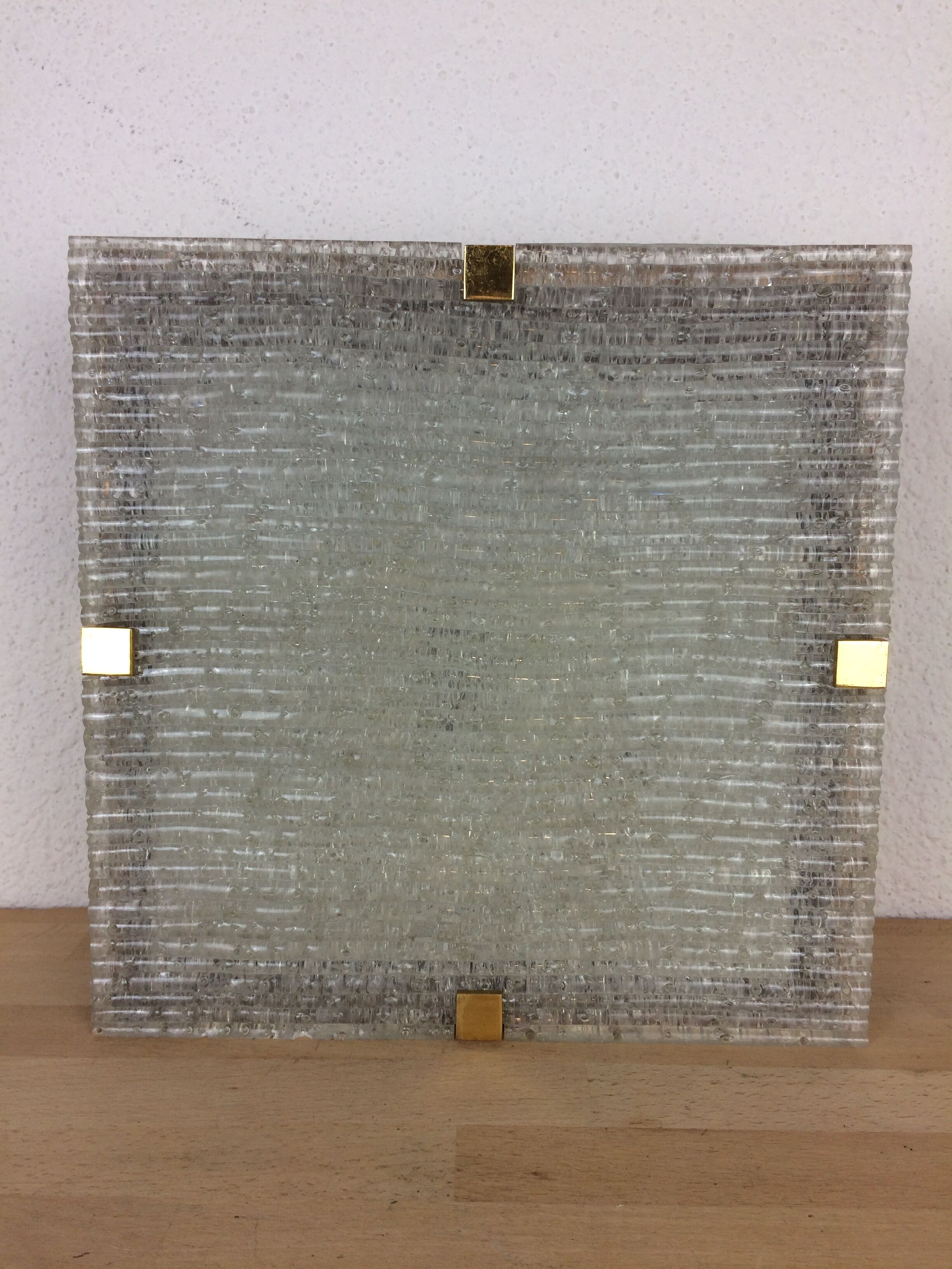 Scandinavian square wall lamp perspex and teak, ceiling lamp