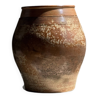 Grand pot à couvercle en grès ovale H24