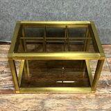 Table basse en laiton doré et verre circa, Anna Nora, 1960-1970