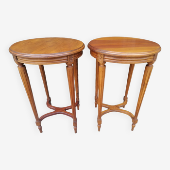 Pair of style pedestal tables
