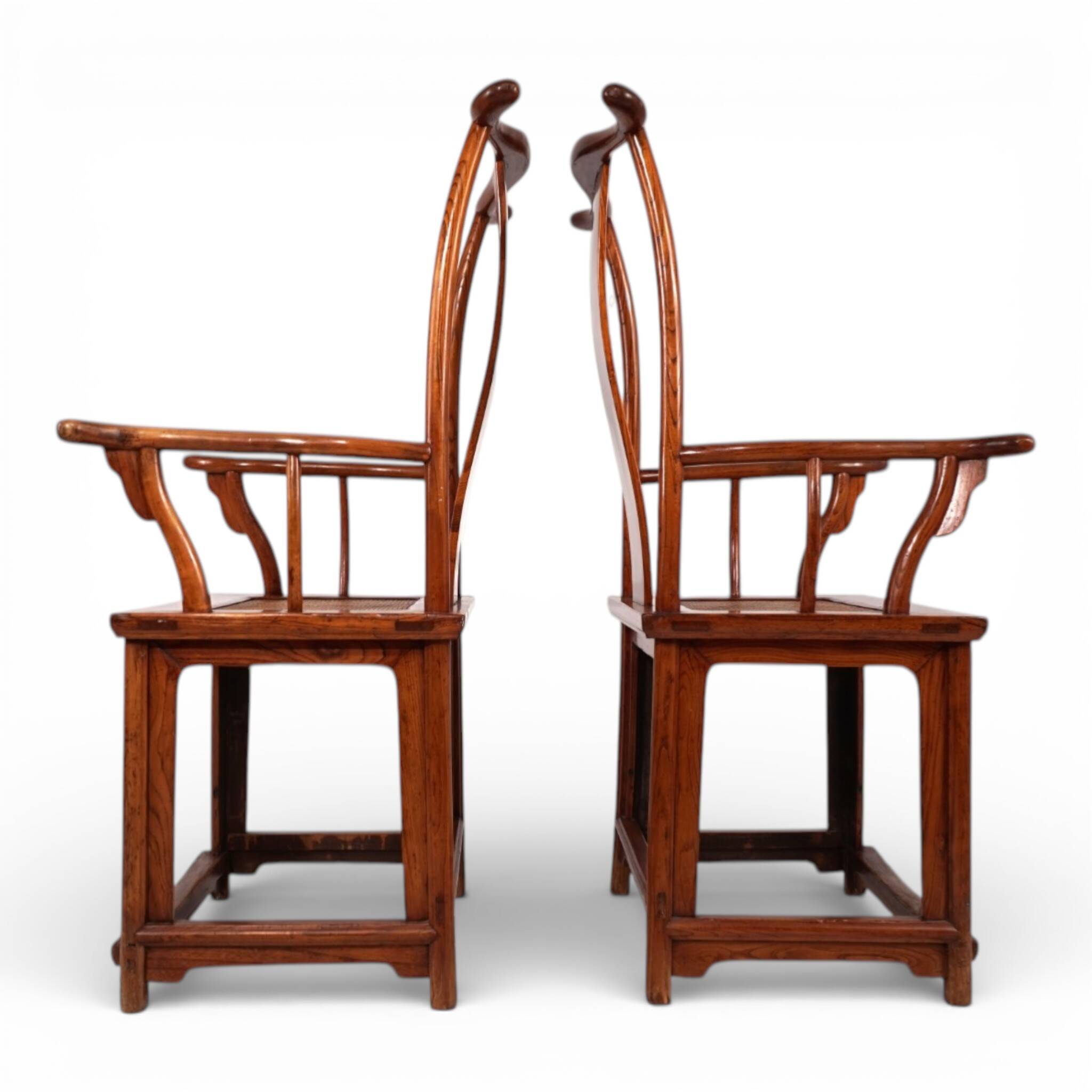 Set of 2 Chinese high-backed armchairs in the style of the Ming Dynasty, 19