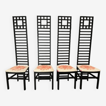 series of 4 80s/90s mackintosh style chairs