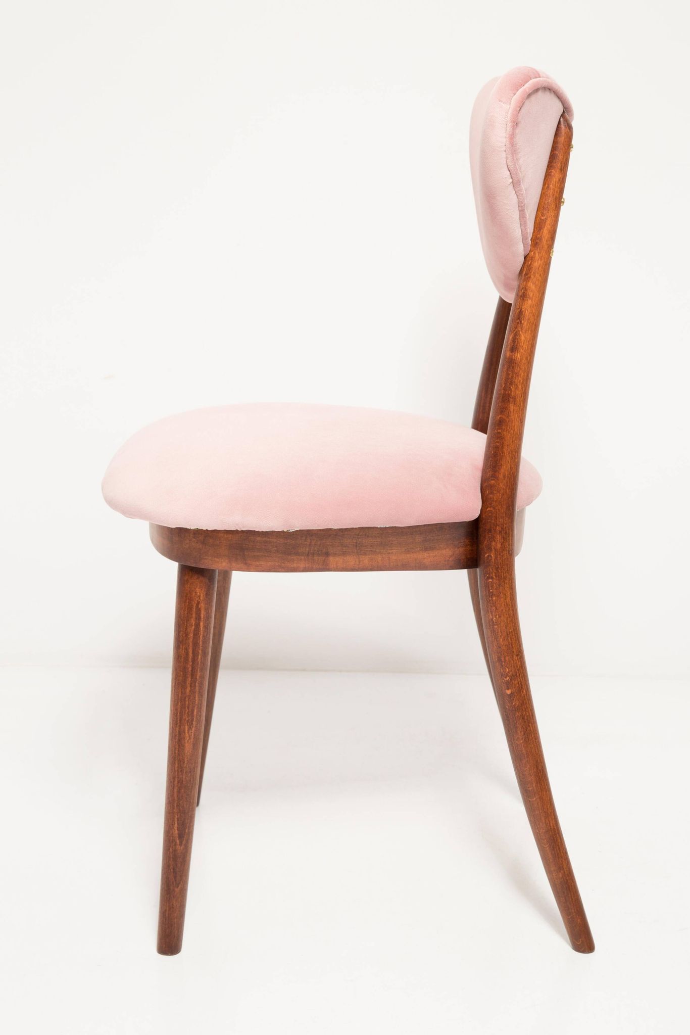 Mid-century light pink velvet heart-shaped chair, Europe, 1960s.