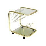 Vintage smoked glass trolley bar magazine rack side table milo baughman style italy 53cm