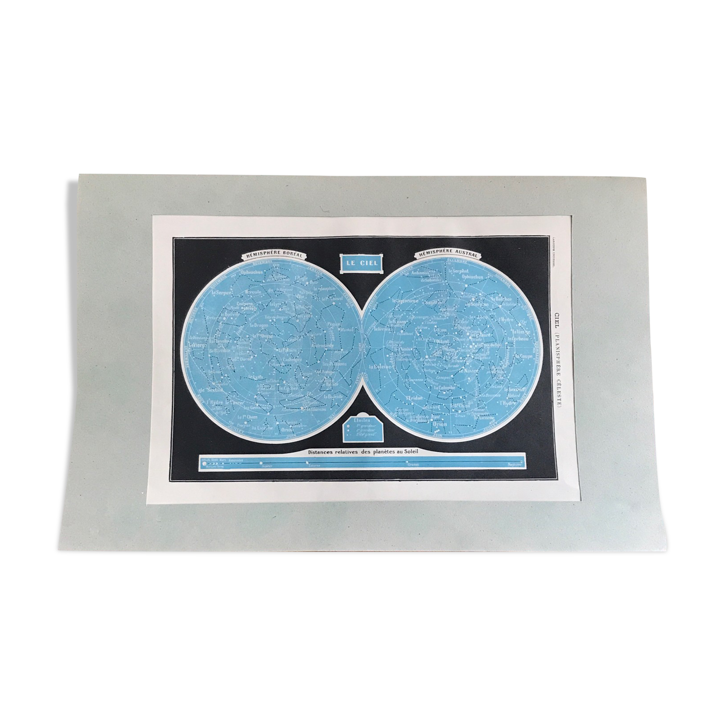 Sky, hemispheres, original printing plate