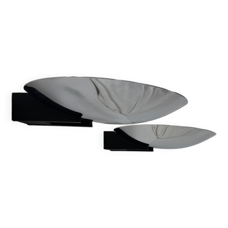 Vintage Disderot wall sconces, chrome and black, France 1980.