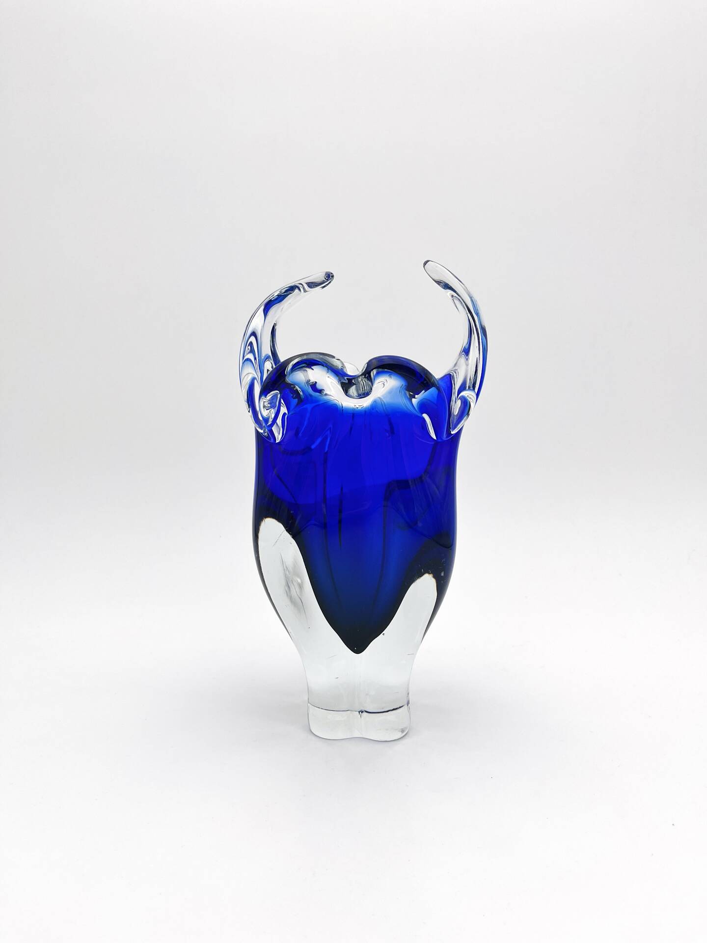 Vase Josef Hospodka Chribska Bohemia Cobalt Blue Glass 1960