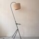Vintage wire floor lamp/reading lamp in metal and wicker, 1960