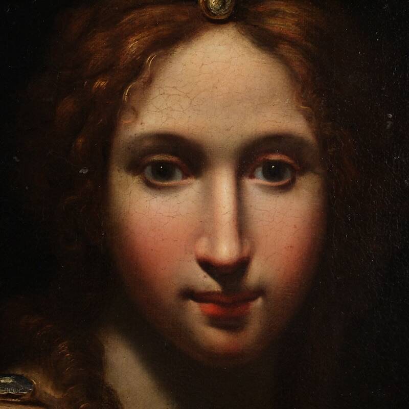 Ancient Italian painting from the 17th century, allegory of magnificence