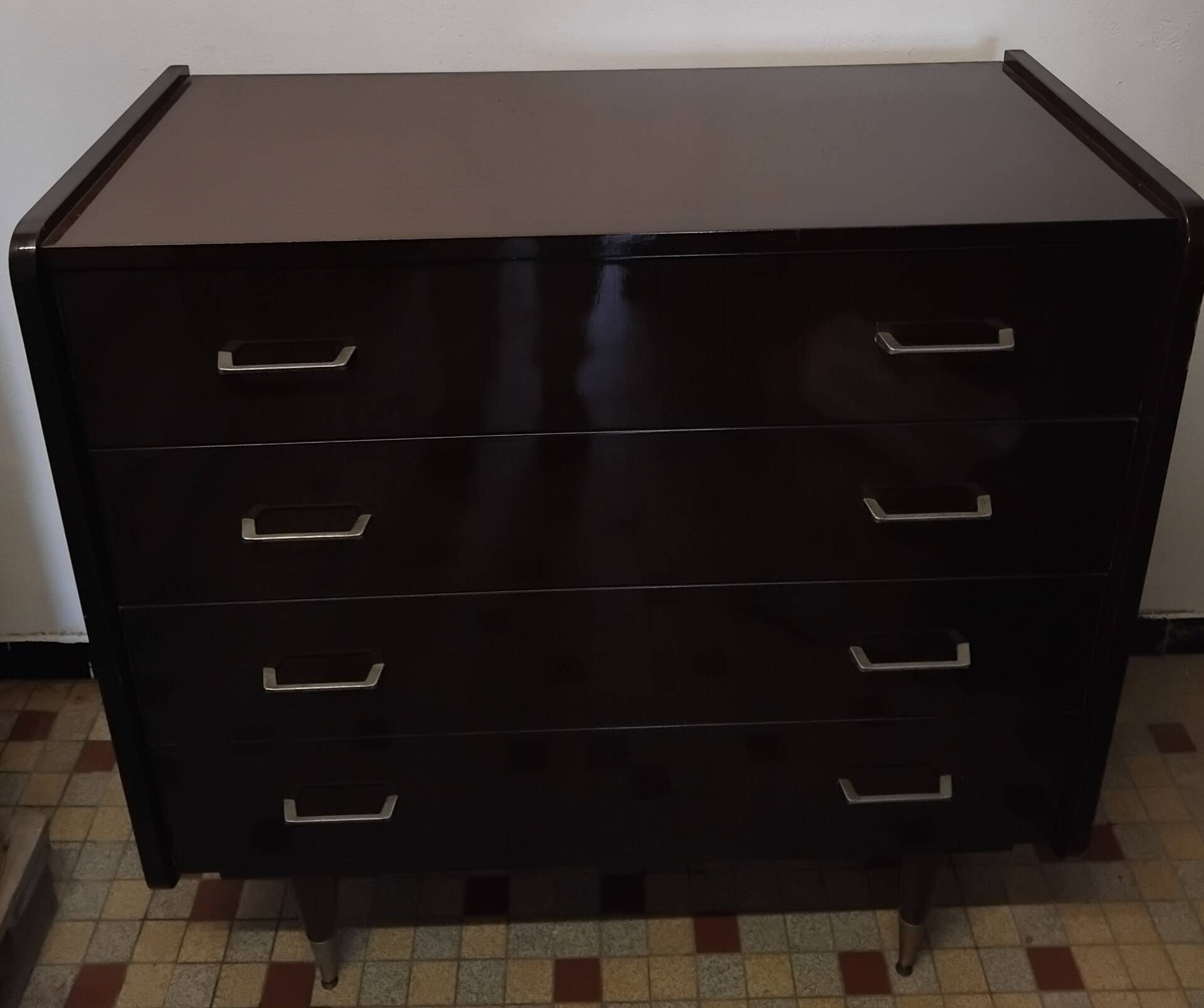 Vintage Lacquered Wooden Chest of Drawers