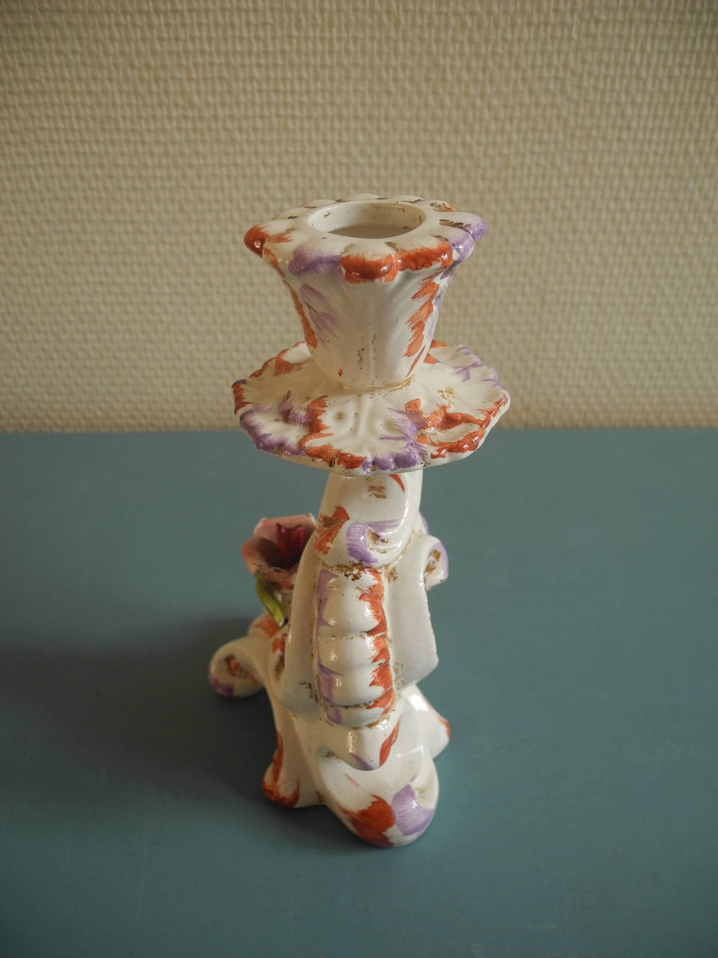 ceramic candlestick chandelier Italy vintage decor candleholder