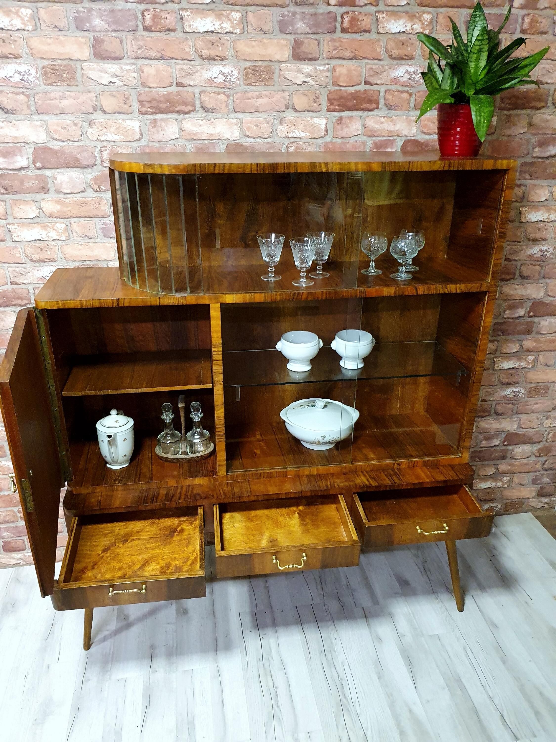 Unique art deco cabinet with drawers. Poland 1950s