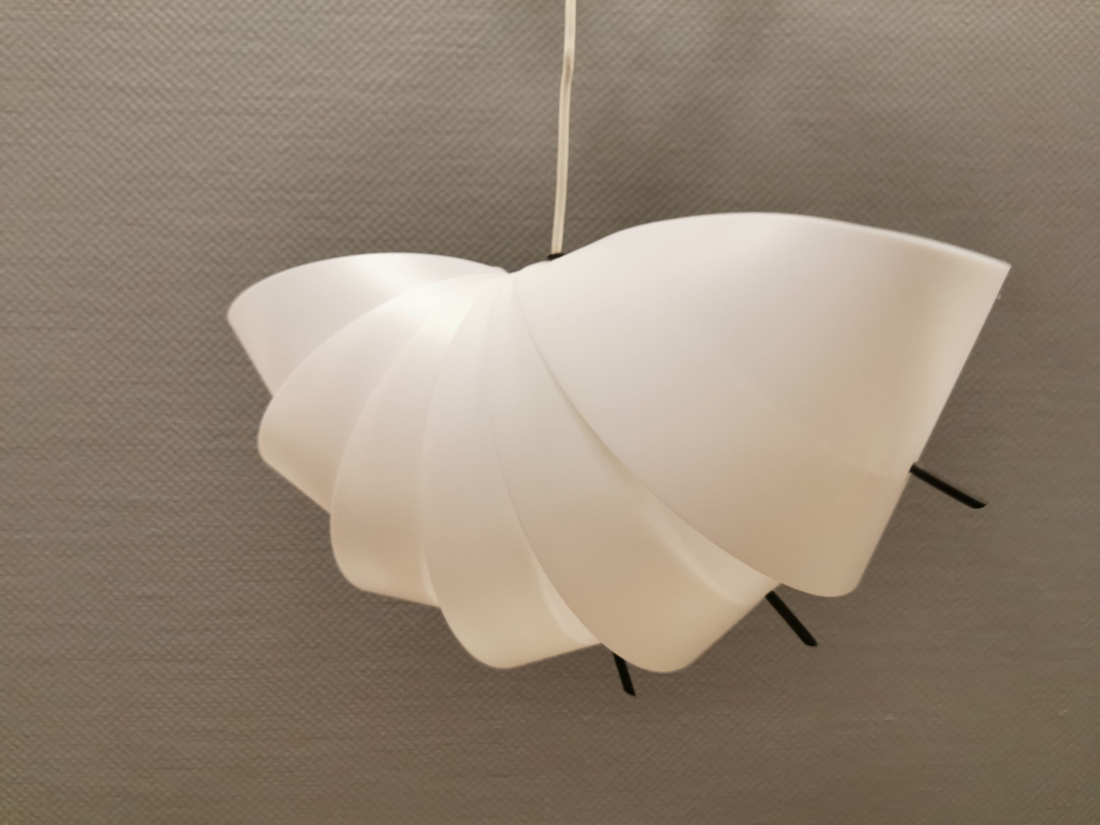 Danish conch, snail shell hanging lamp from the 80s, made of hard ABS plastic.