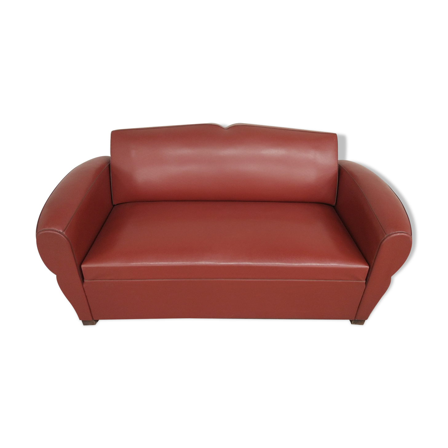 Canapé style club simili cuir 1950