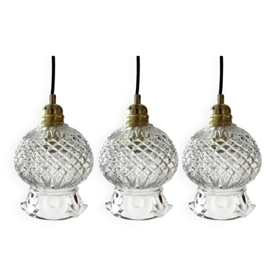 Lot de trois suspensions pointes de diamant vintage