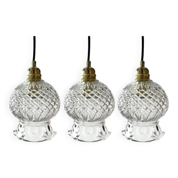 Lot de trois suspensions pointes de diamant vintage