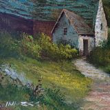 C.Iness, table, House near the pond, 100 X 70 cm