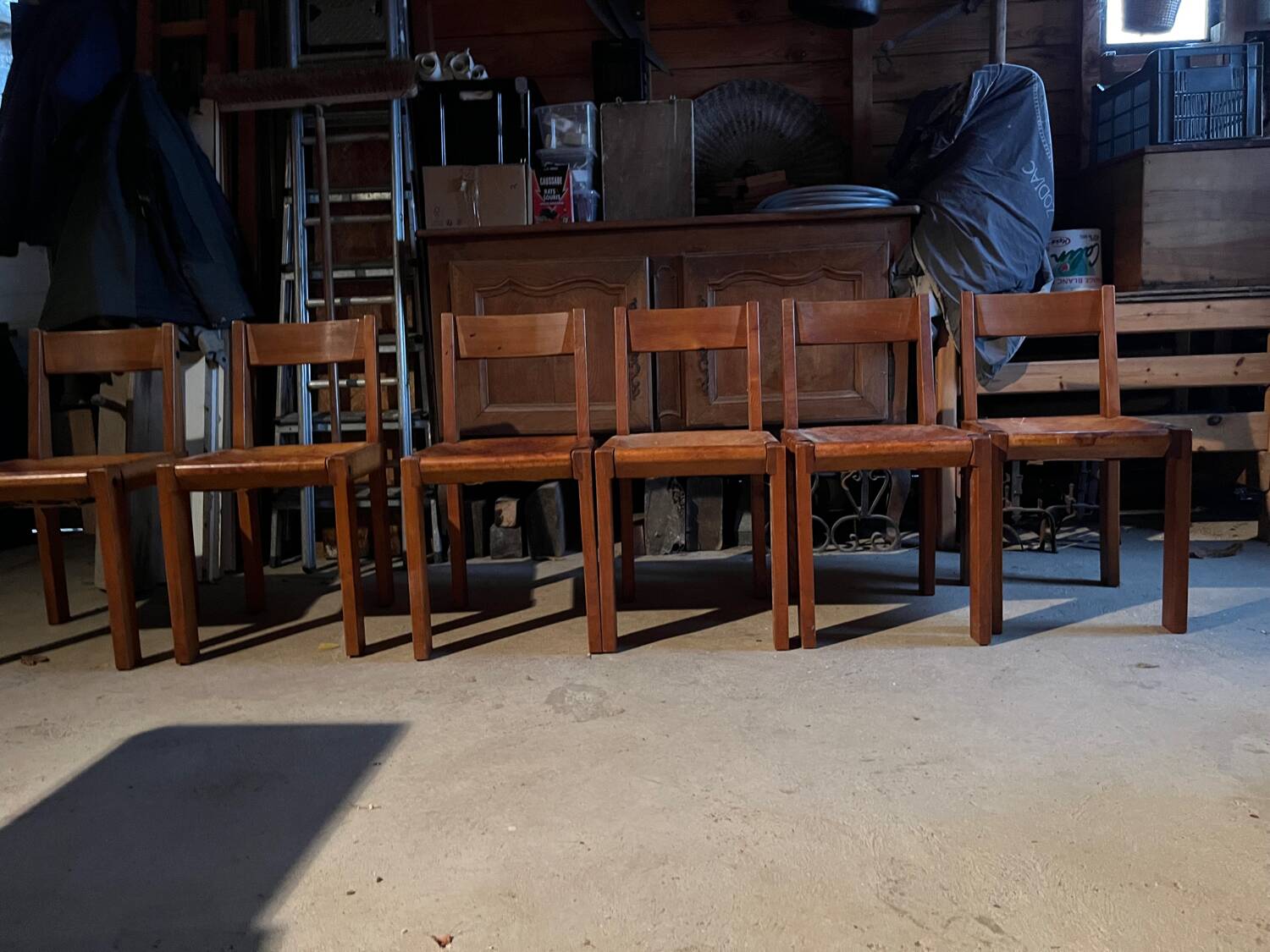 1 lot of 6 chairs by Pierre Chapo