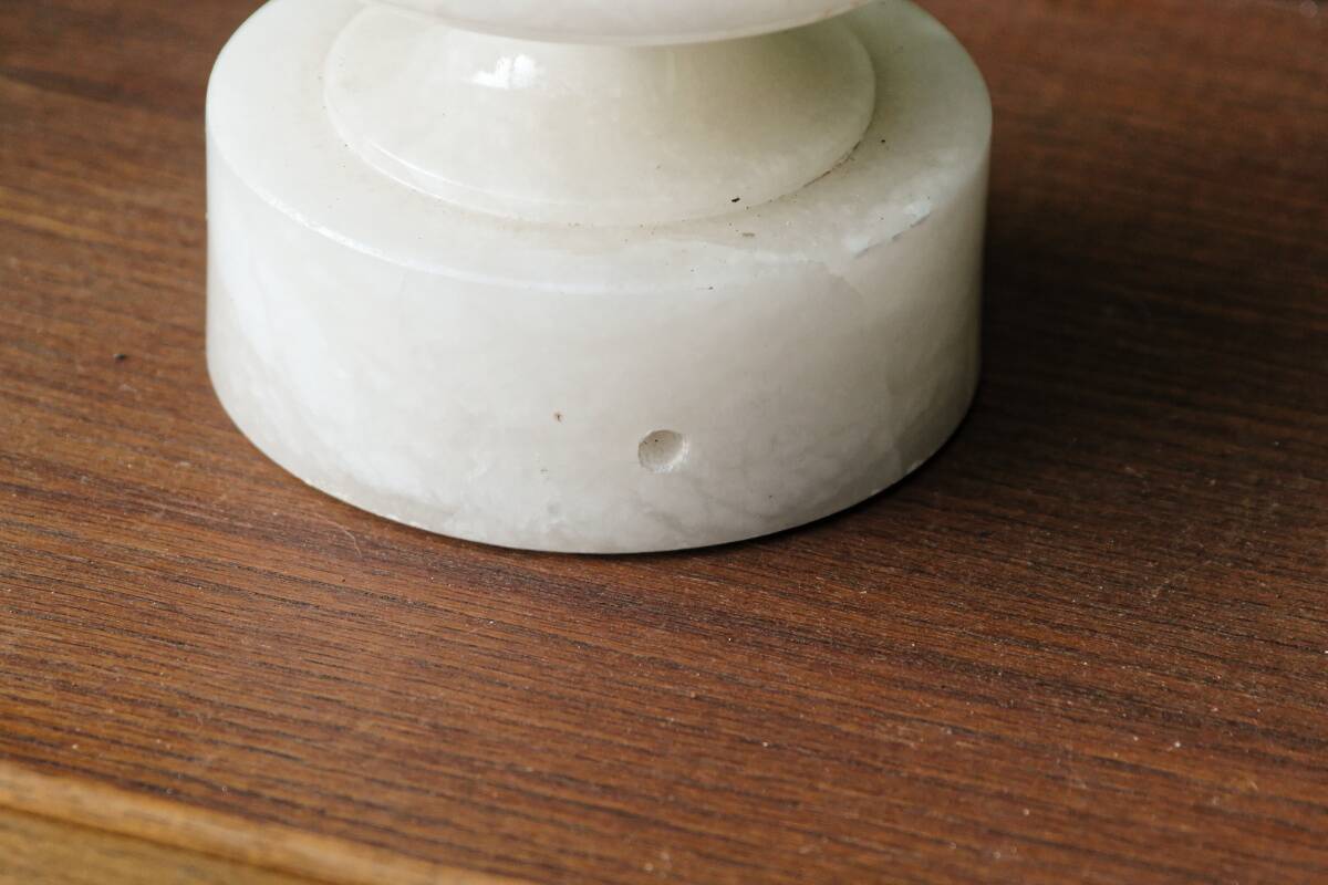 70s designer lamp base, twisted white marble
