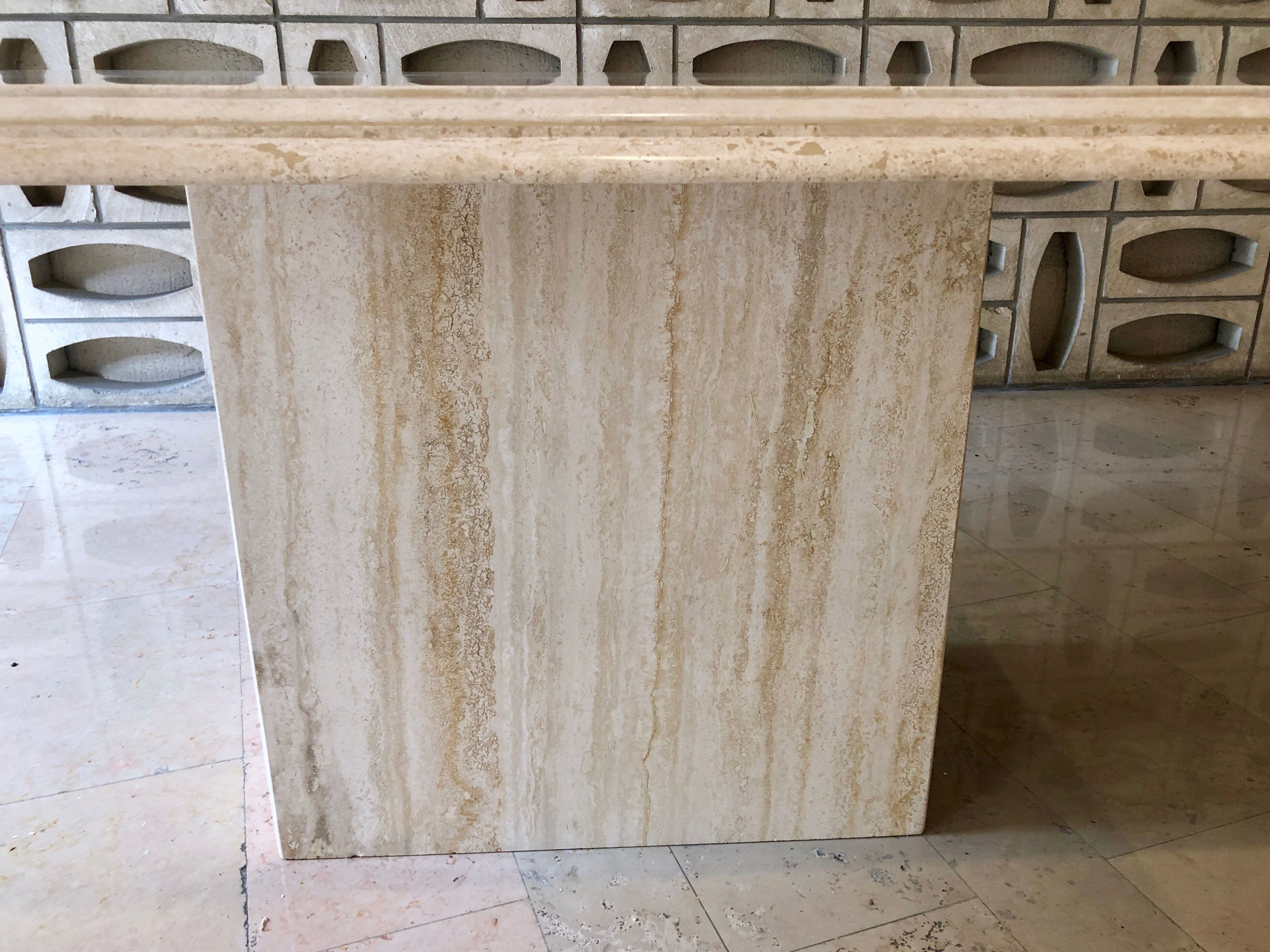 Travertine dining table