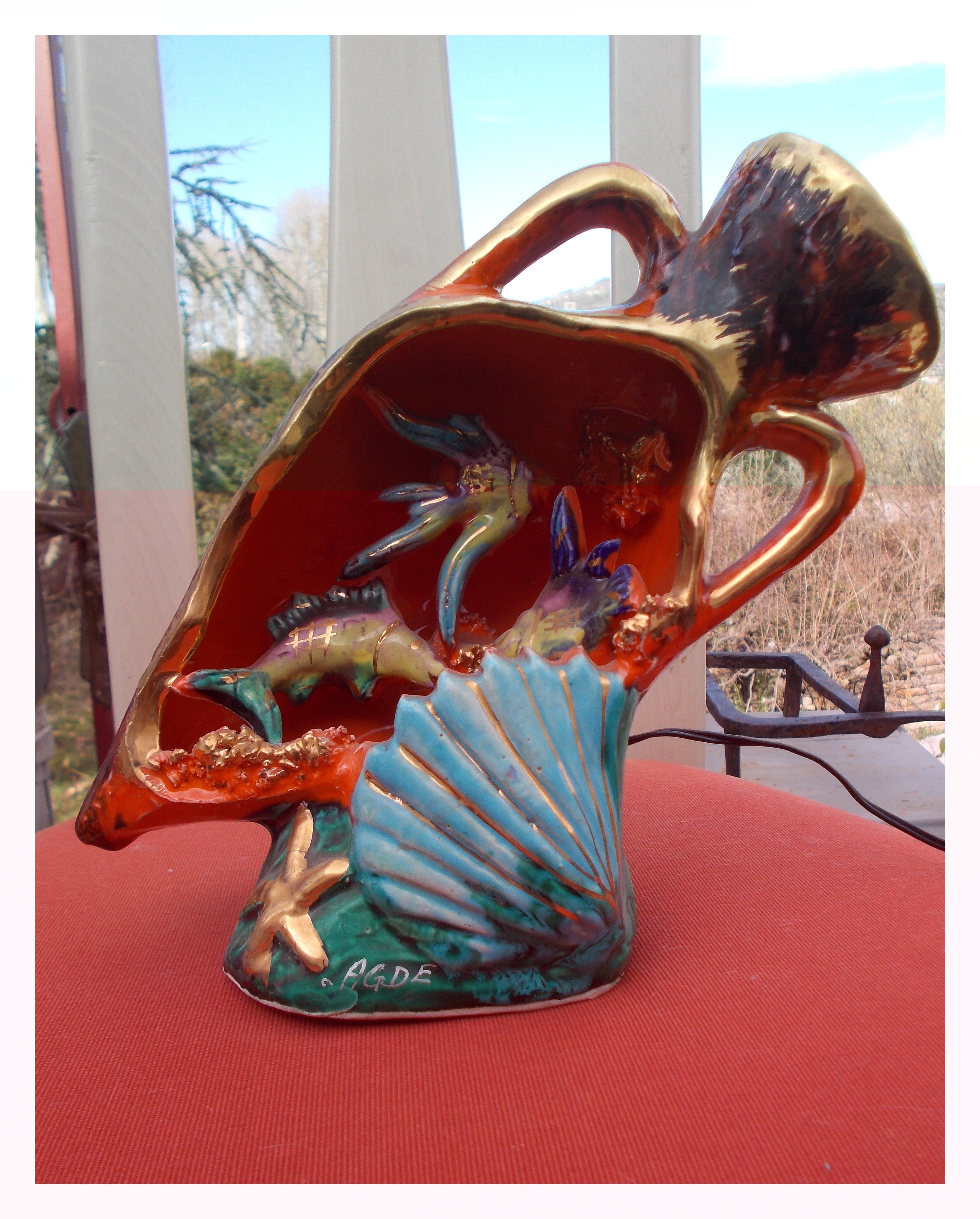 Lamp night light amphora ceramic vintage