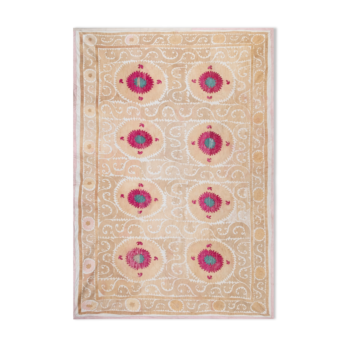 Hand Embroidered Suzani Bedspread 7'9" X 10'10"