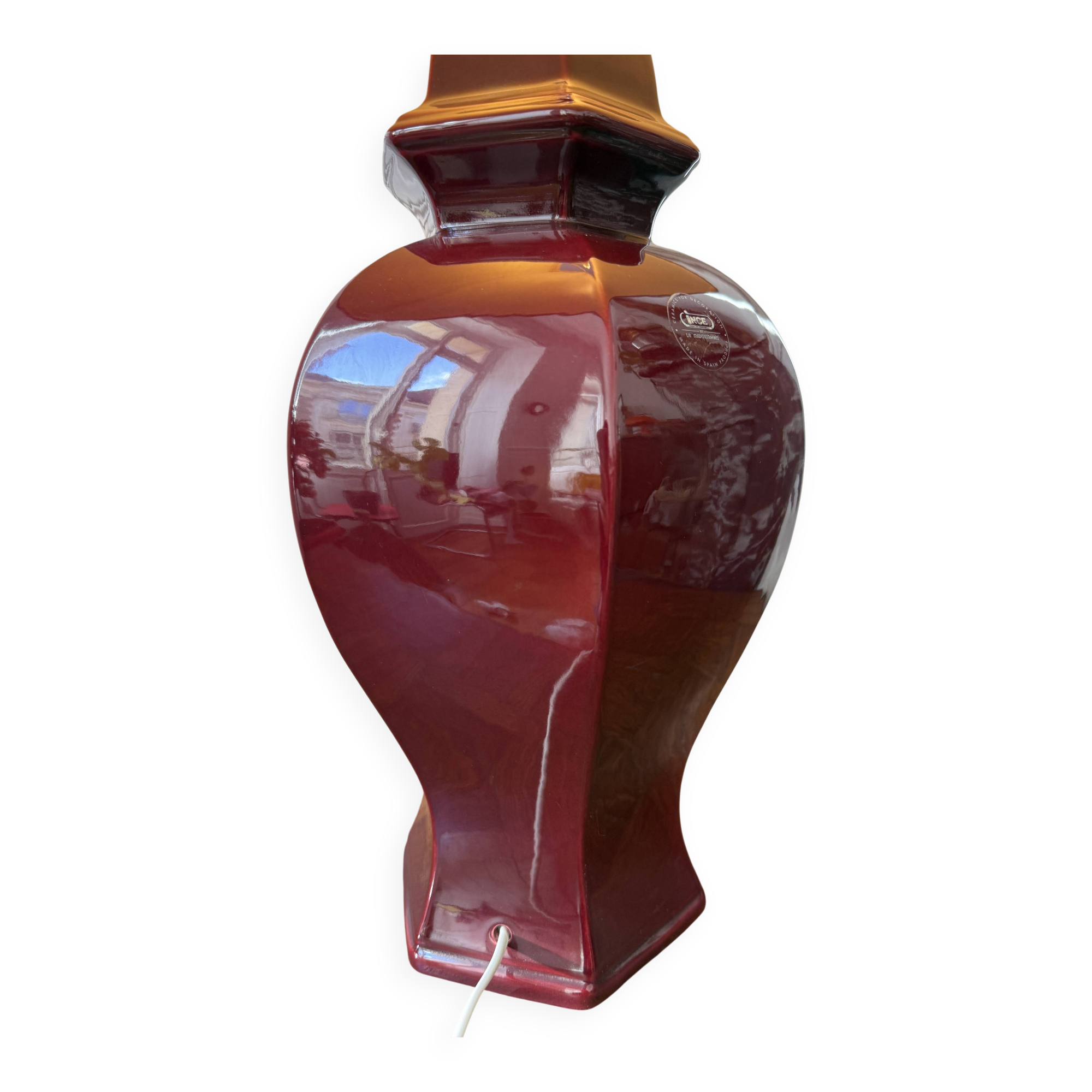 Large red ceramic lamp