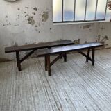 Paire de bancs en chêne massif
