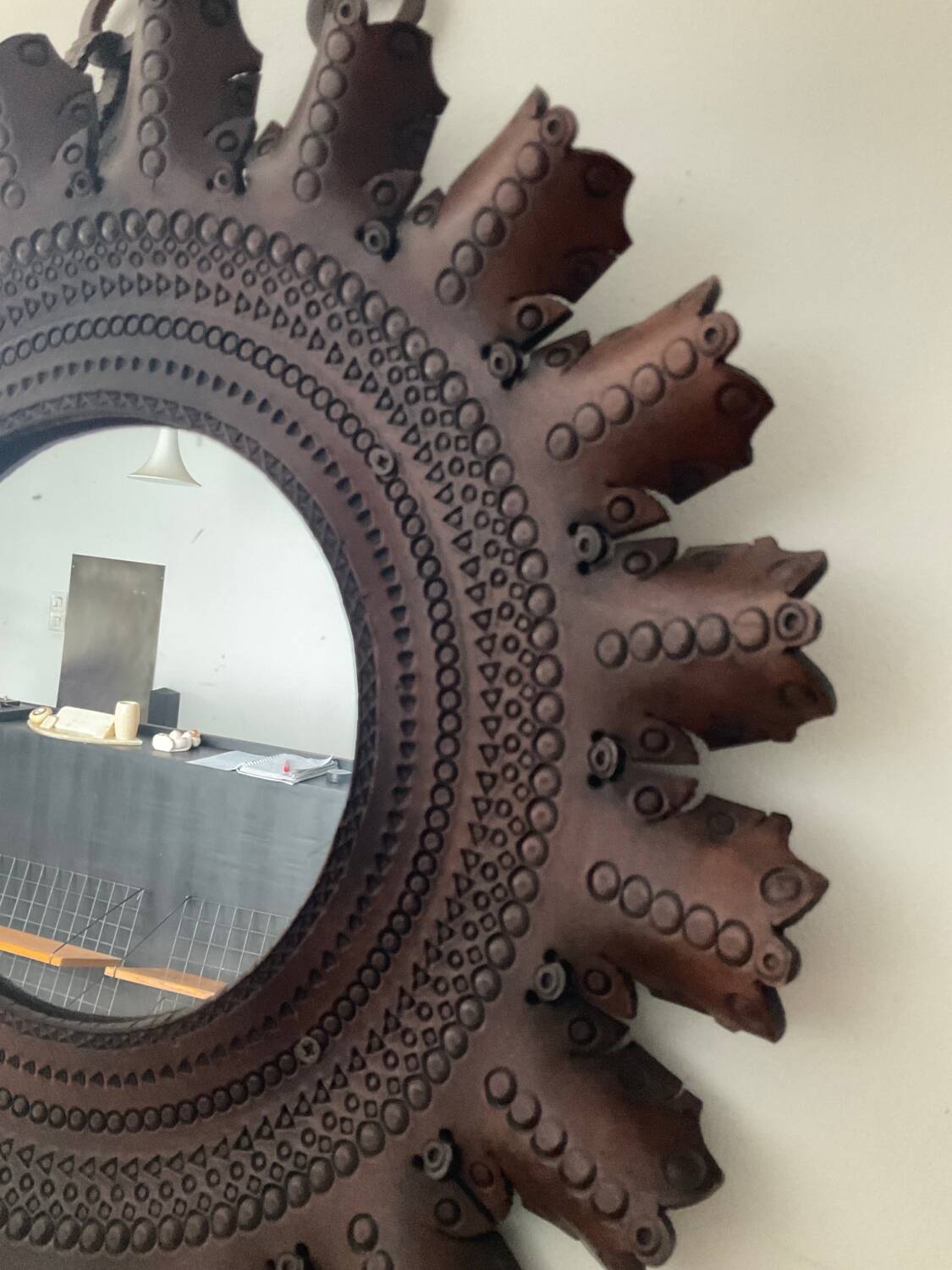Vintage leather mirror