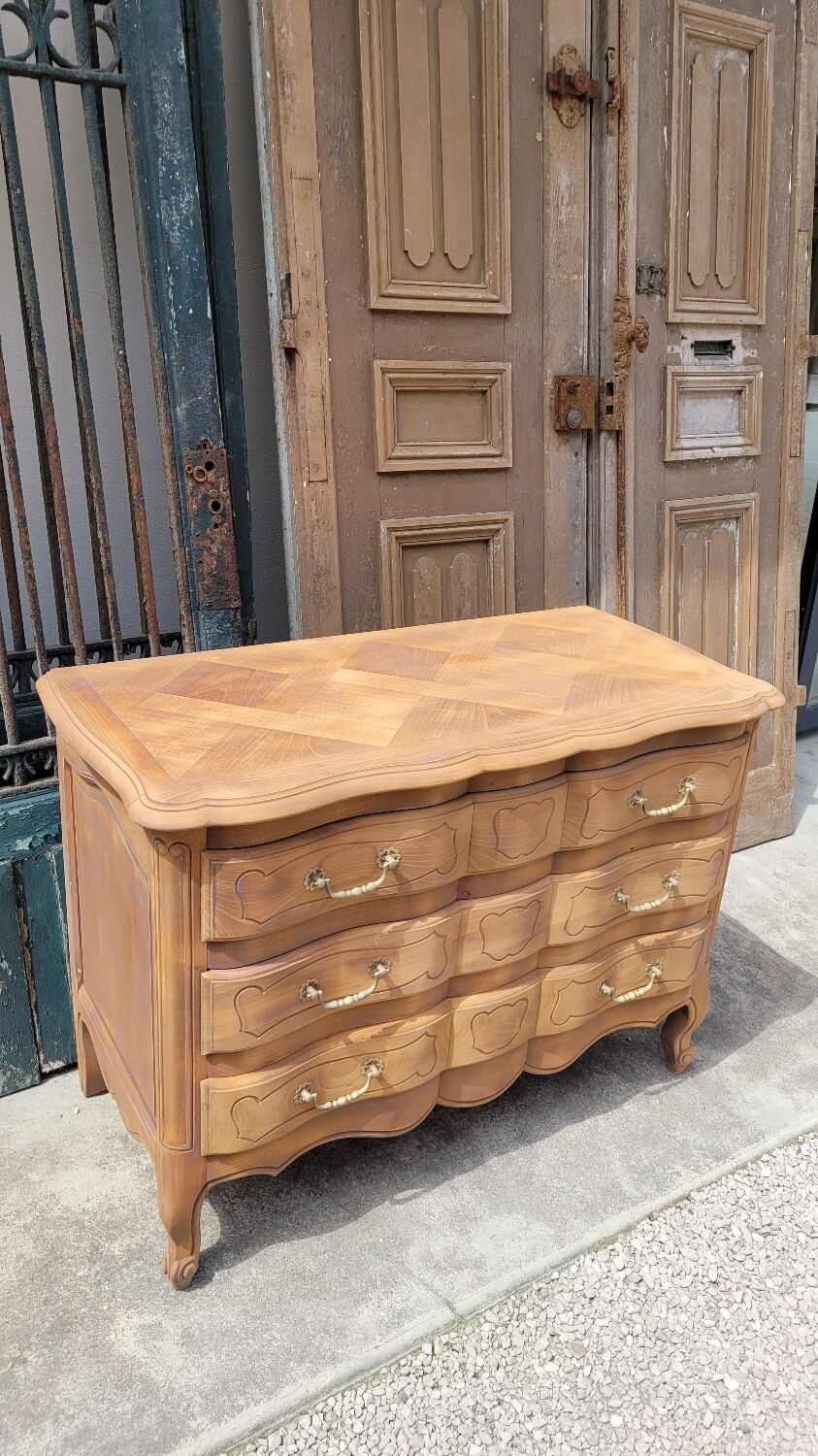 Louis xv style chest of drawers in pickled cherry