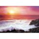 Peinture à l'huile "Coucher de soleil en mer"
