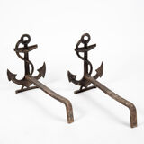 Pair of bronze chenets circa 1950