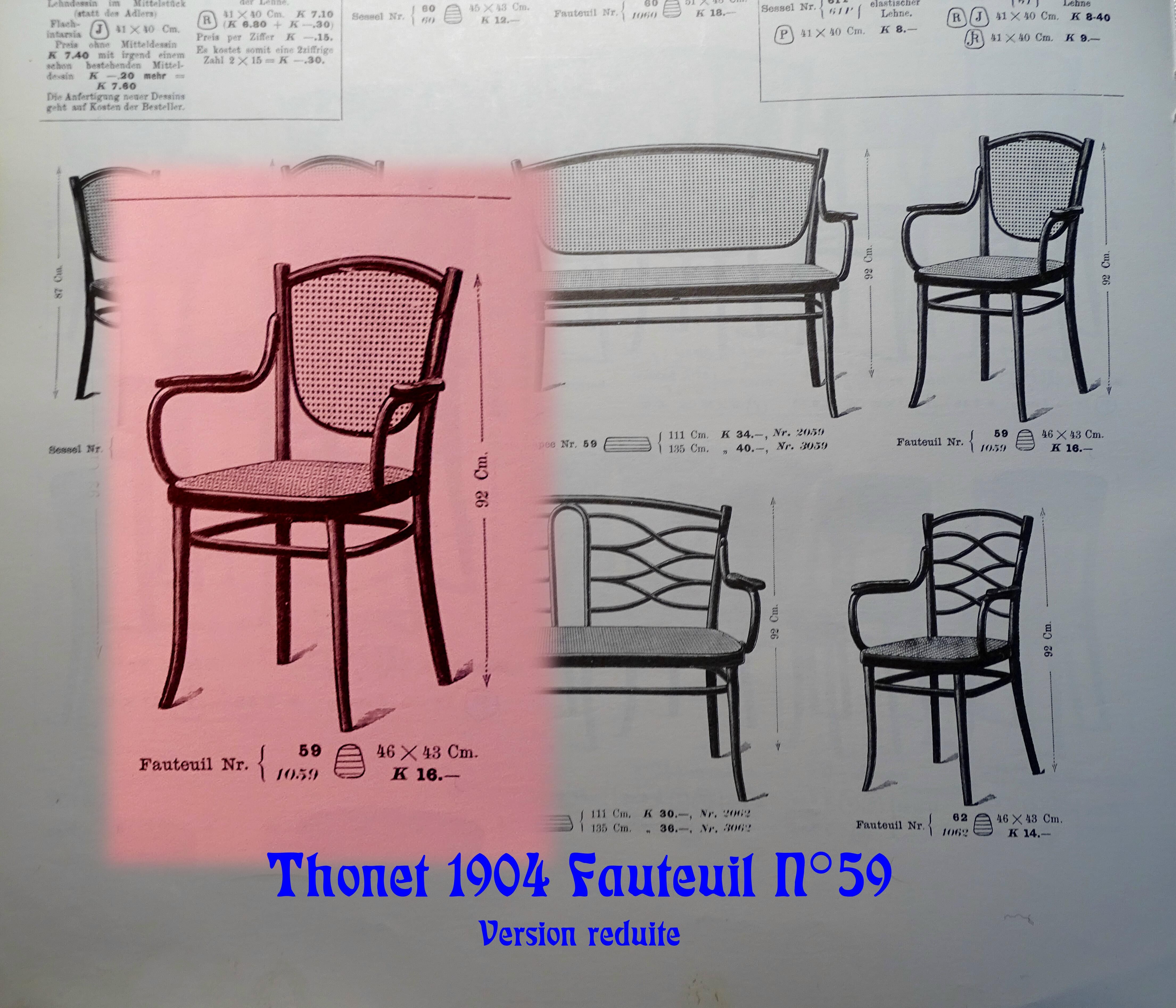 Fauteuil Thonet N°59 vers 1900, cannages neufs