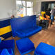 Blue velvet sofa Philippe Starck model Royalton