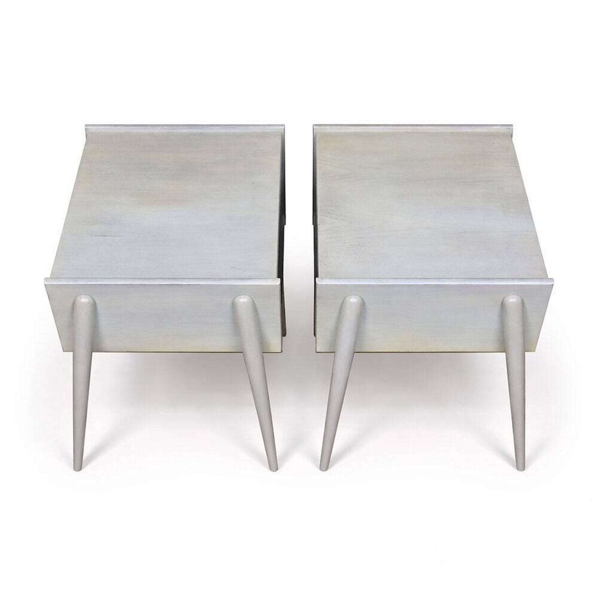 Set of 2 oak bedside tables, suede, 1960.