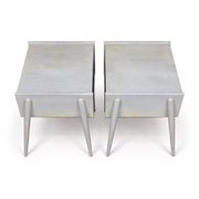 Set of 2 oak bedside tables, suede, 1960.