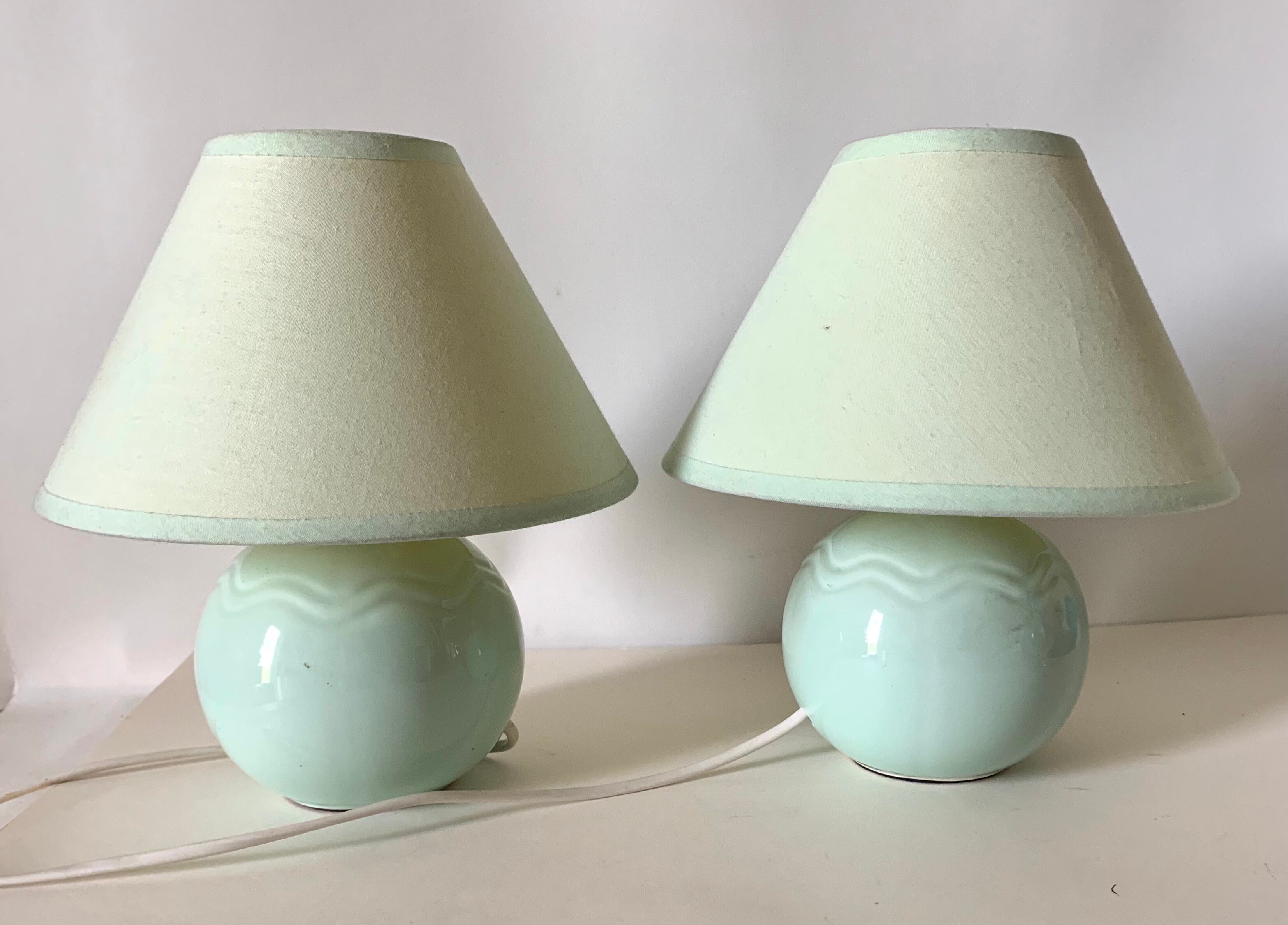 Pair of vintage water green lamps
