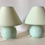 Pair of vintage water green lamps