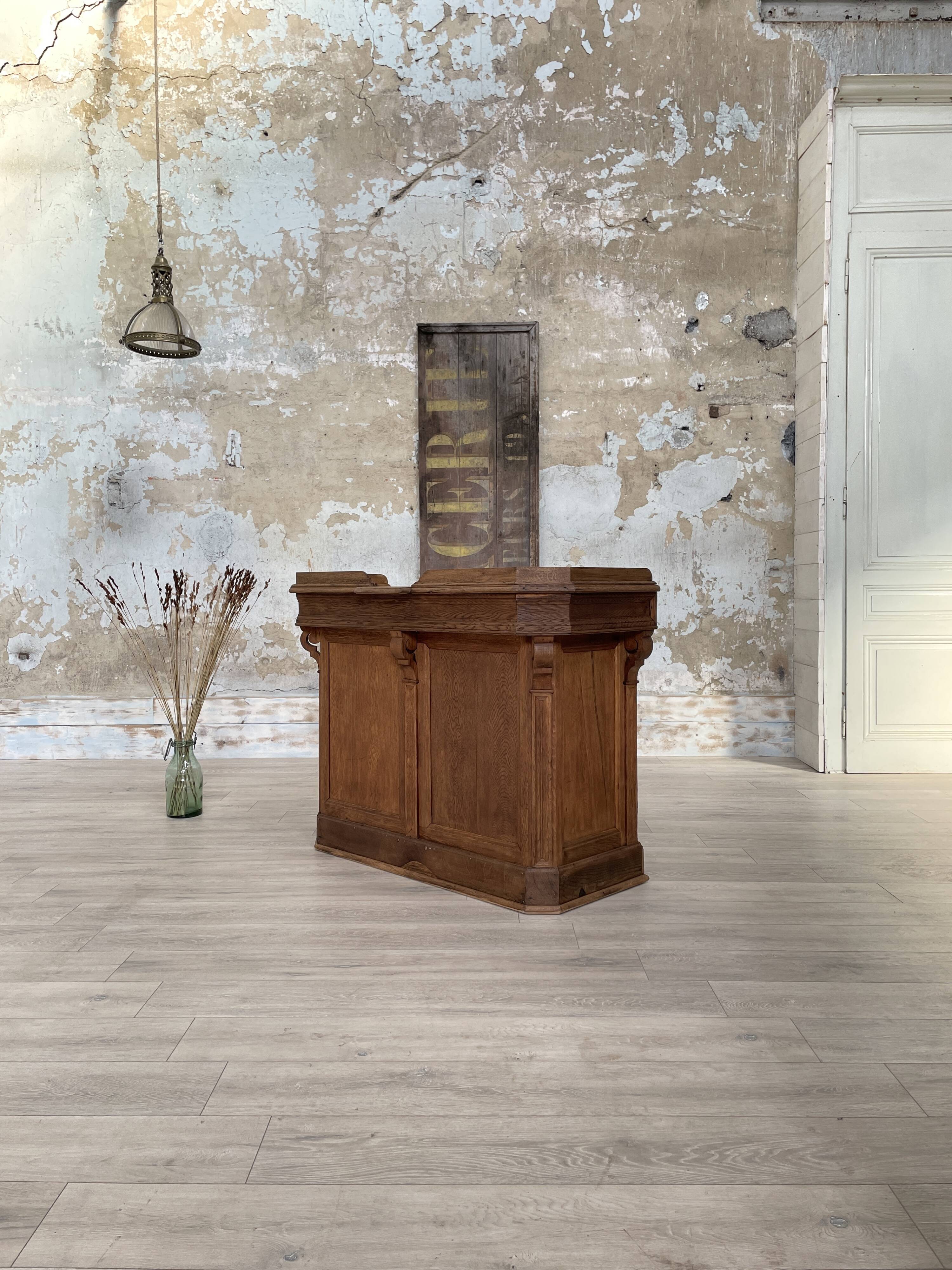 Solid oak box countertop, circa 1900.