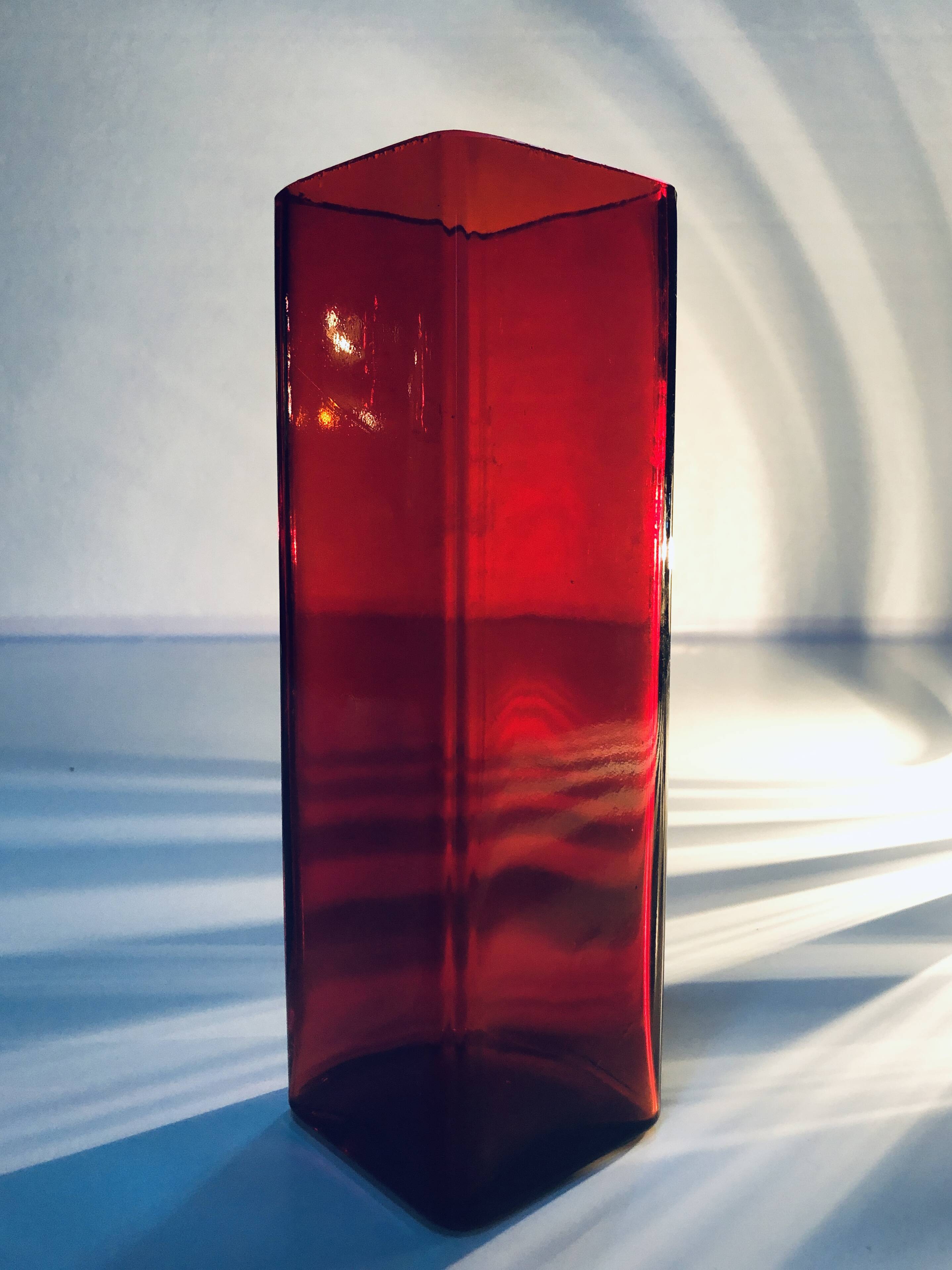 Vintage vase • red glass • 1970's