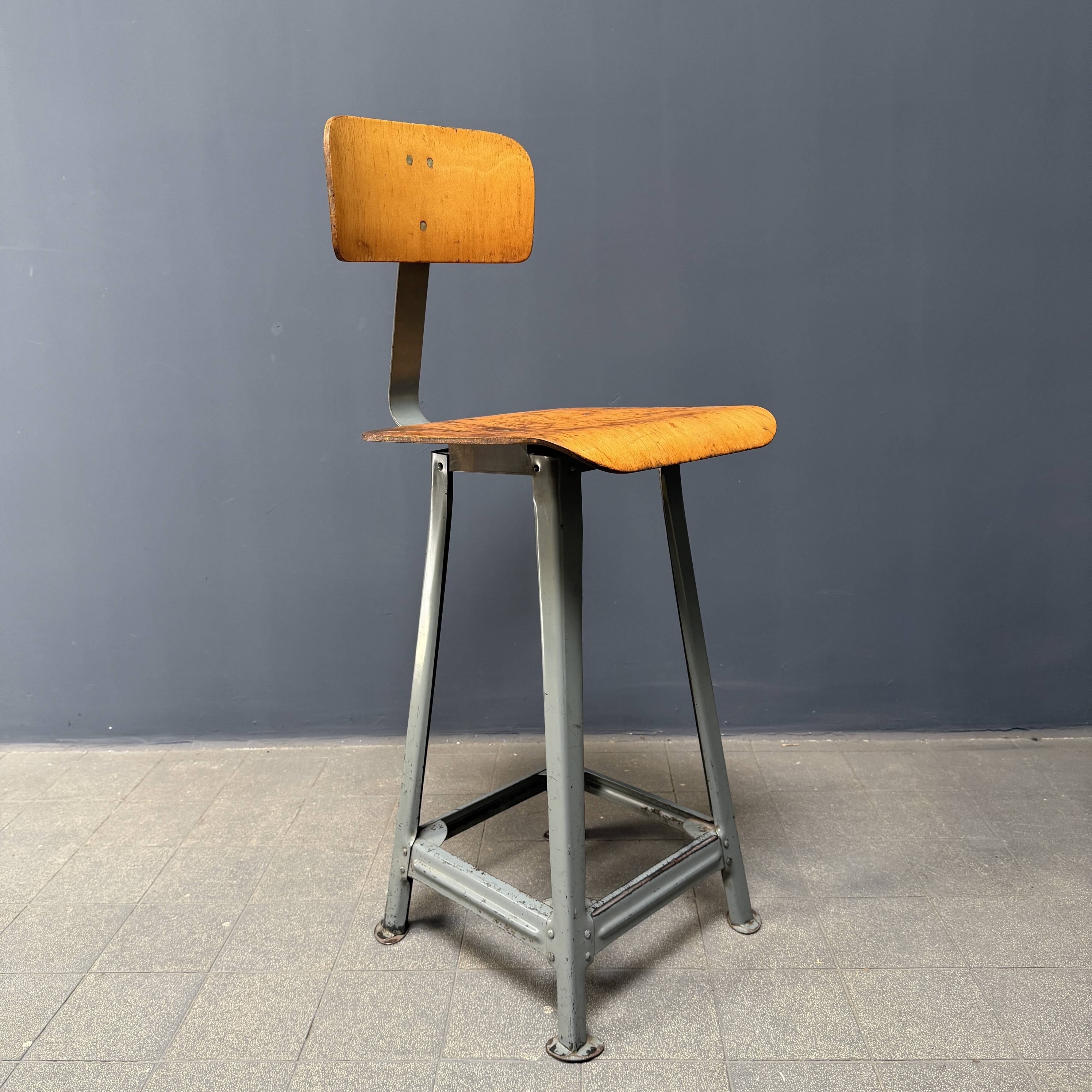 High industrial metal workshop chair