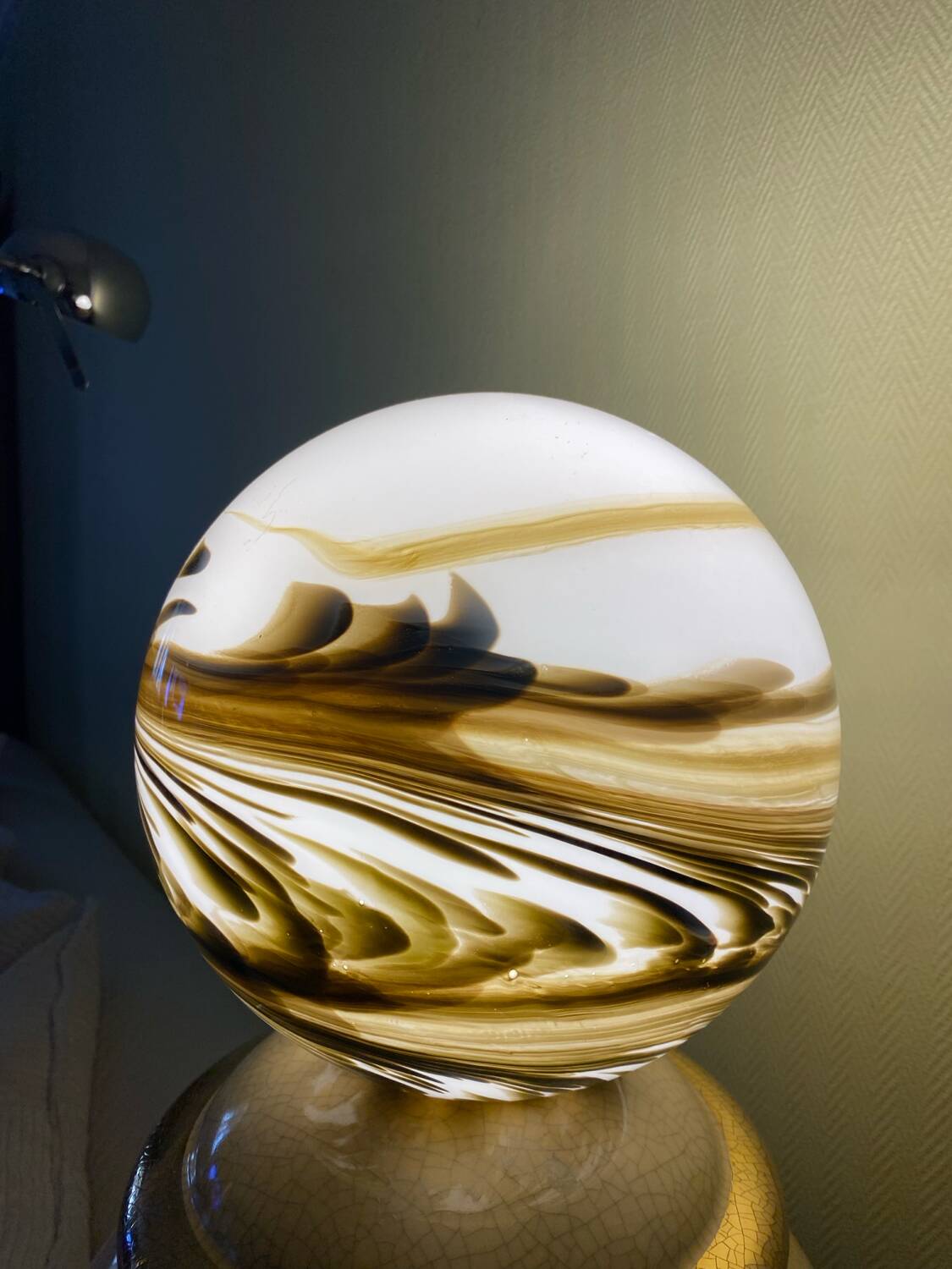 Marbled blown glass globe lampshade