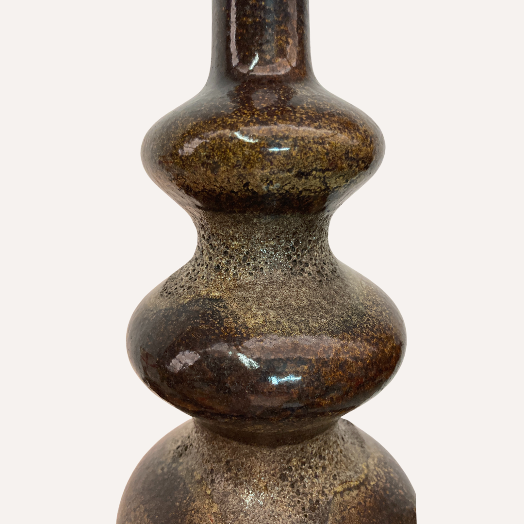 Pair fat lava ceramic curvy organic table lamps, Germany, 1960s